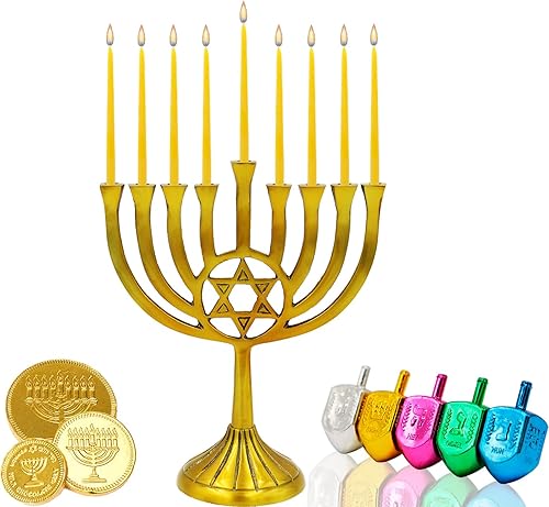 Vista 3 de Velas de cera de abeja natural de Hanukkah, menorá de Janucá hecha a mano, 45 velas amarillas para las 8 noches, se adapta a la mayoría de menoráhs