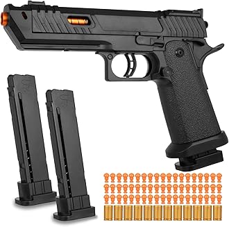 - Soft Bullet Toy Gun Shell Ejecting with 120 Bullets, Rapid-fire Realistic Toy Gun for Boys, Shooting Game Toy Pistol Model Gun, Christmas Birthday Gifts for Boys Girls Age 6+ (Black)