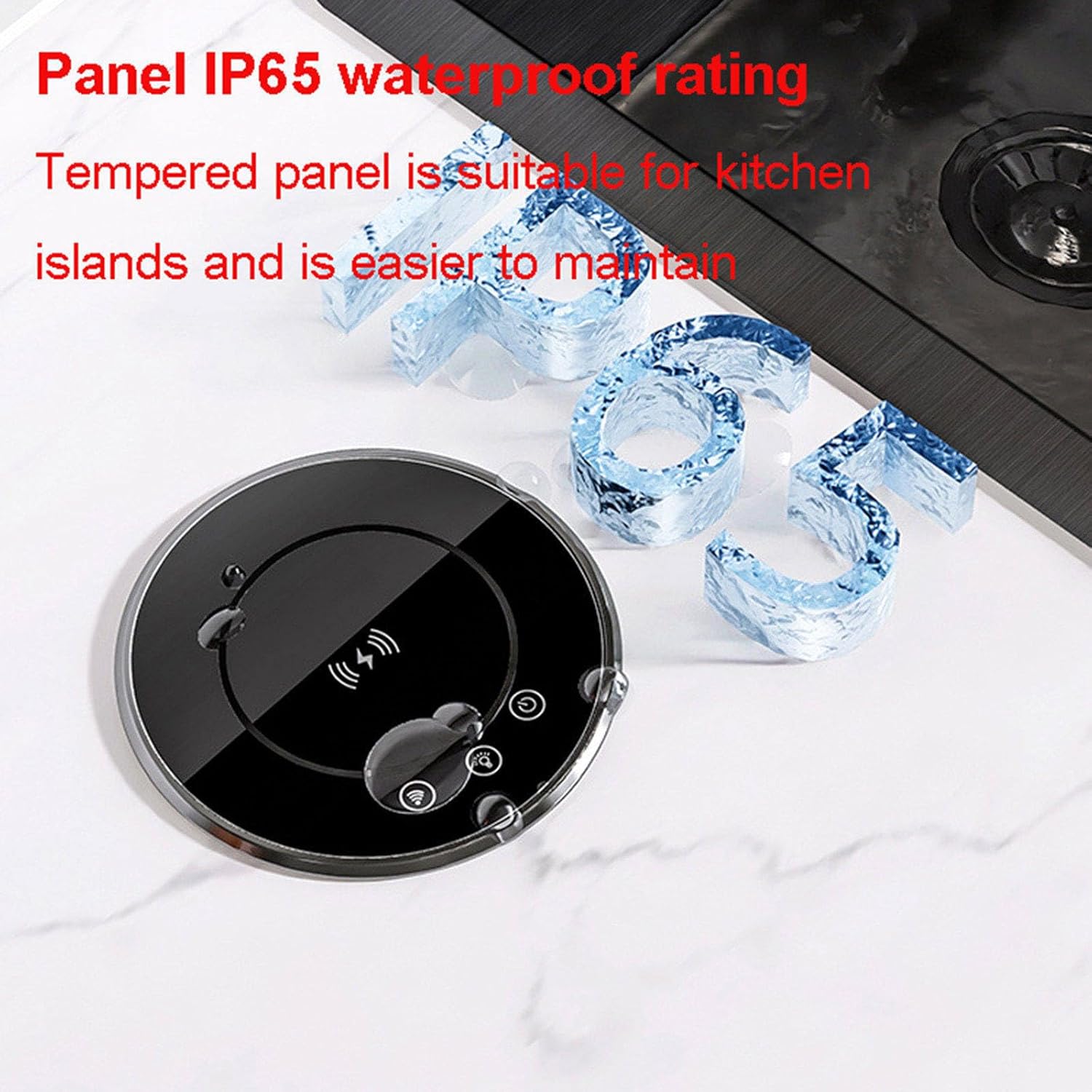 Lifting Outlet Retractable Pop-Up Automatic Socket 15 W Wireless Fast Charging A+C Dual B Port Super Quick Charger,Black