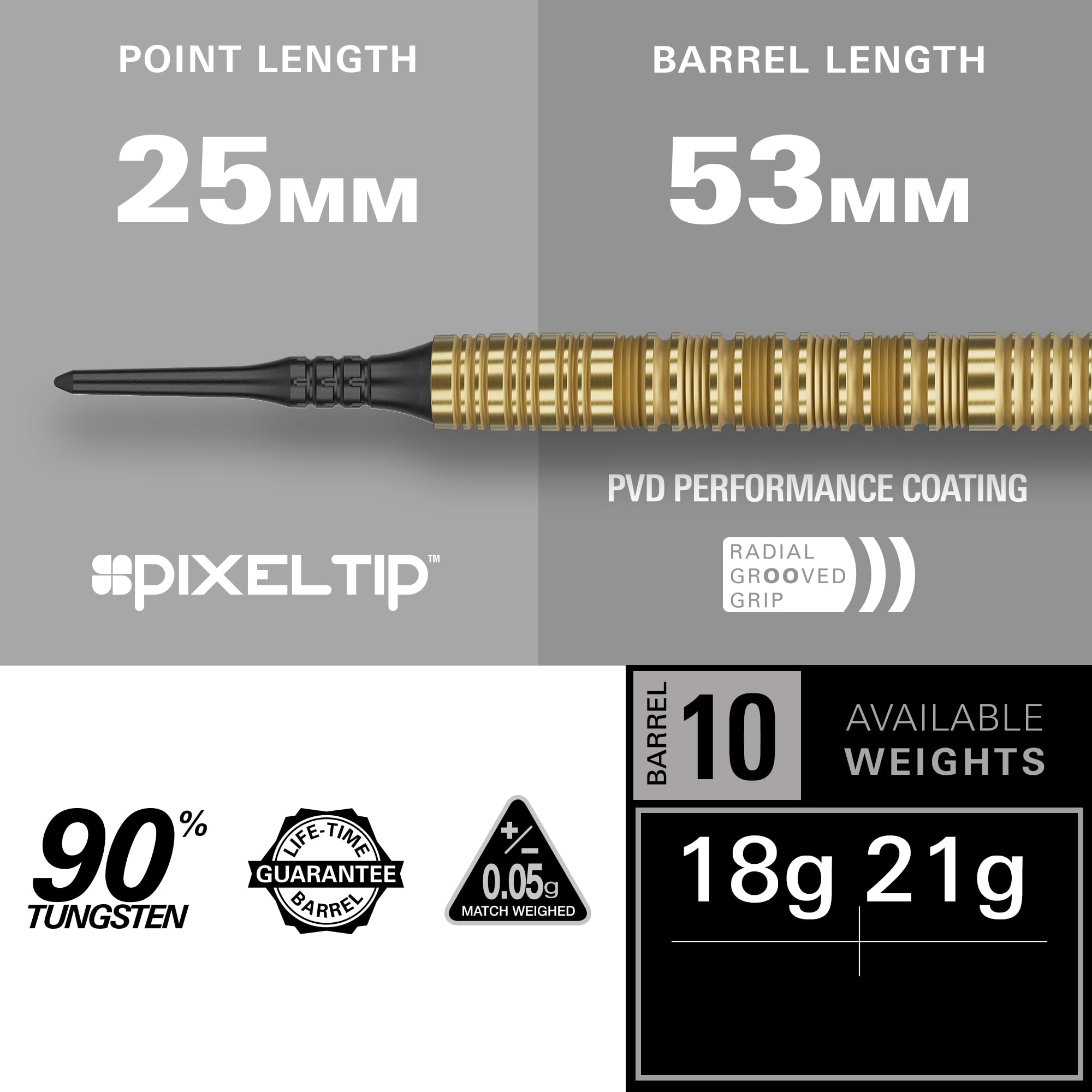 Target Darts Bolide Envy 90% Tungstène Pointe Souple Dart Set (Barrel 10), 18G/21G | N° 6 Vols et Pro Grip Evo Arbres, Électroniques Pixel Conseils Inclus | Professionnels Fléchettes Sets