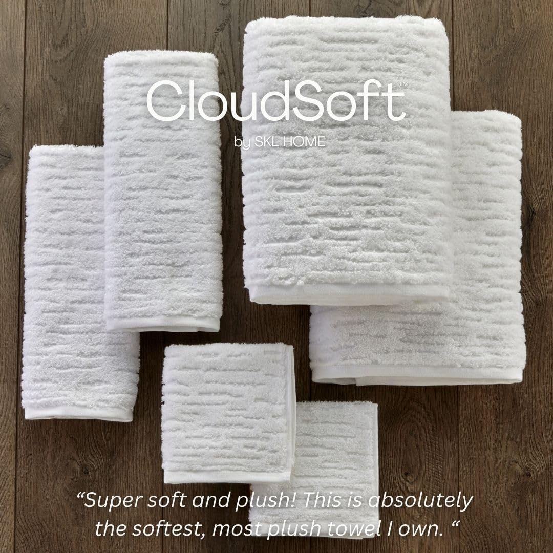 SKL Home CloudSoft Cotton Luxury 2-Piece Hand Towel Set, White - Image 5