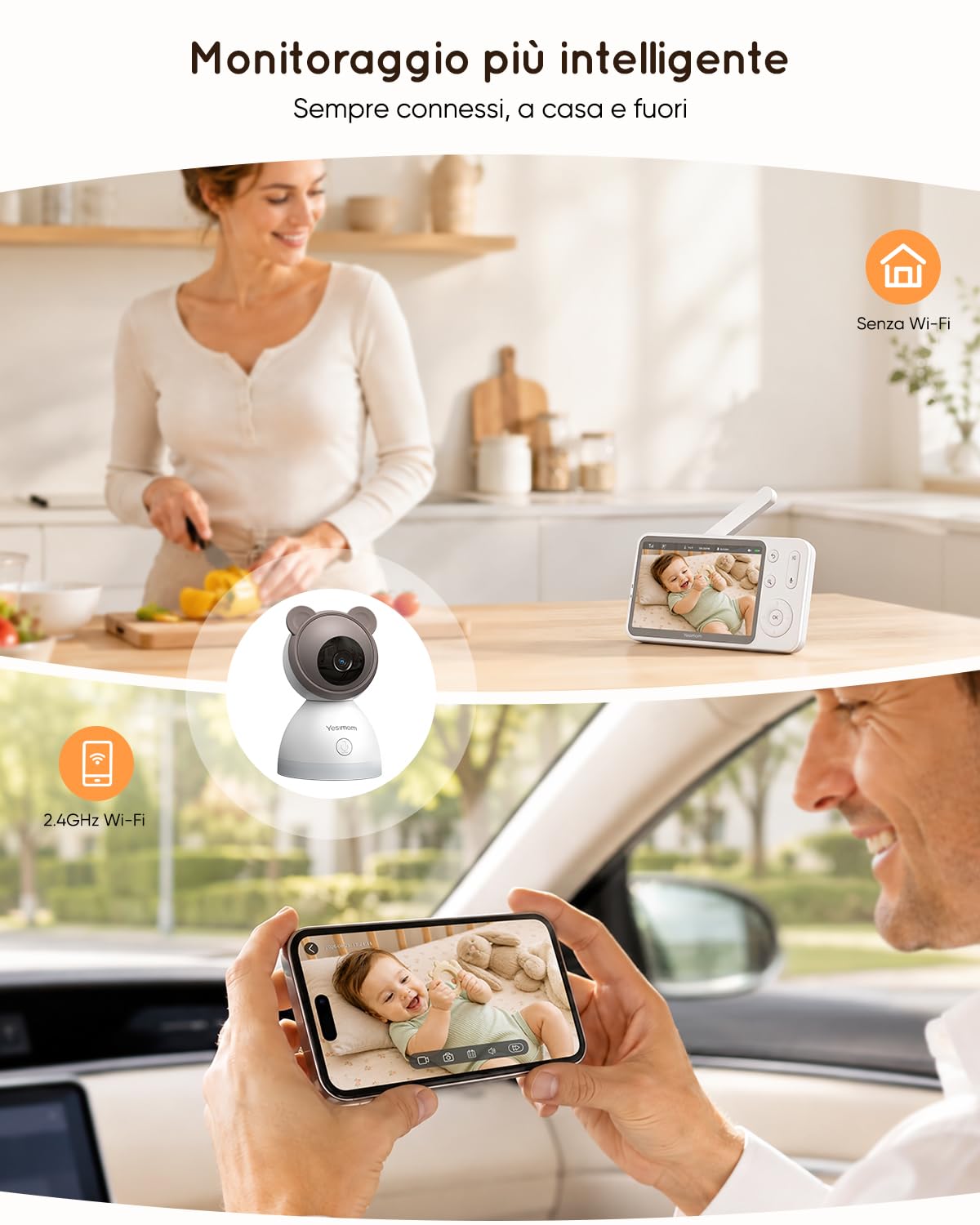 YESIMOM 2K Baby Monitor WiFi con Schermo 5″ e App — immagine 13 di 16
