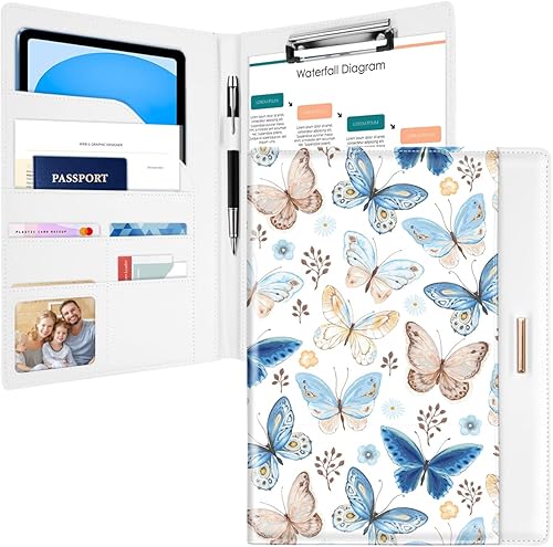 Miniatura 13 de Portafolio/Carpeta para currículum para mujeres y hombres, WAVEYU - Elegante y linda carpeta con cubierta de portafolio, organizador de documentos