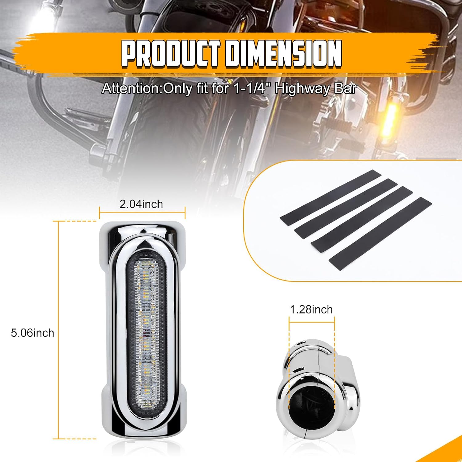 Motorcycle Highway Bar Light Multicolor Motorcycle Crash Bar Lights with Chasing Color&Amber&White Turn Signal Lights DRL Fits for 1-1/4" Crash Bar Touring Driving Bike-1 Year Warranty