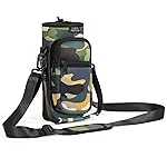 Nuovoware Water Bottle Carrier Bag, 25oz/32oz Pouch Holder, Adjustable Shoulder Hand Strap 2 Pocket Sling Neoprene Sleeve Sports Water Bottle Accessories for Hiking Travelling, Camouflage Green