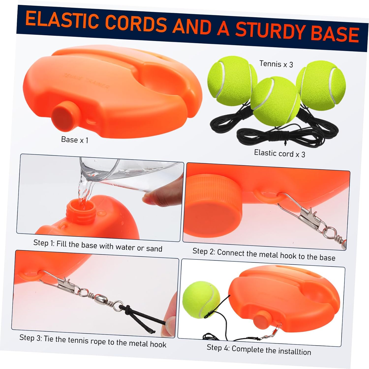 Kisangel Tennis Rebound Trainer Training Tennis for Practice Elastic Cord Portable Training Equipment