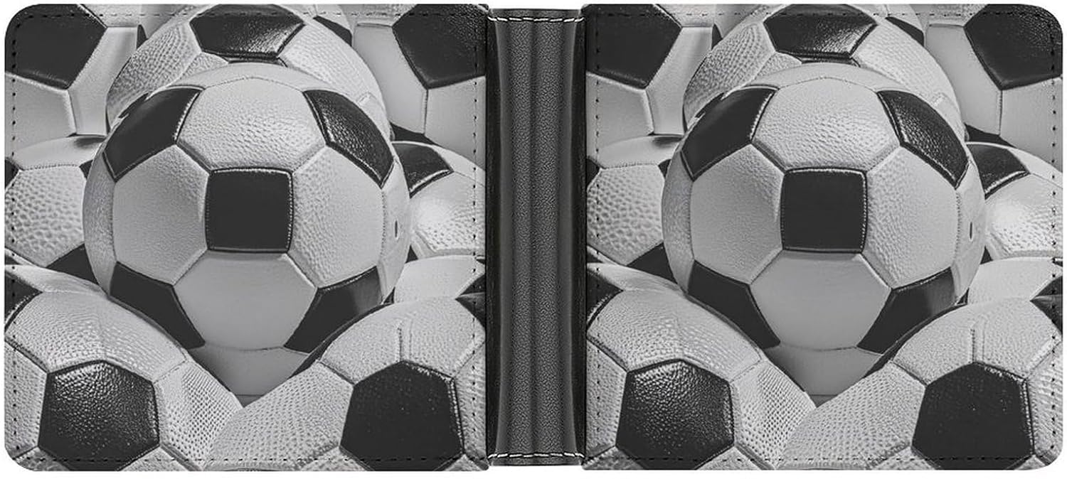 Soccer Ball Pattern Wallet Slim PU Bifold Design Wallet with Multiple Card Slots Wallets Extra Capacity Pocket Wallets