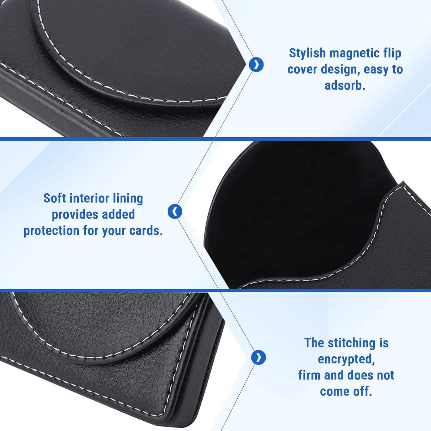 Business Card Holder, Leather Business Card Case Pockets Magnetic Business Card Wallet Name Card Case Holder Wallet for Men or Women(Black)