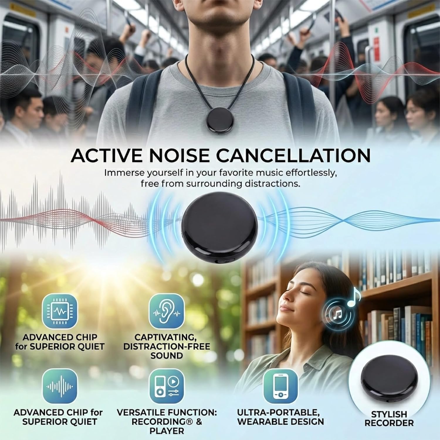 MP3 Voice Recorder with Transcription APP Noise Cancellation Support 128GB MP3 Player with 3D Surround Sound for Clear Audio Recording Translation Device