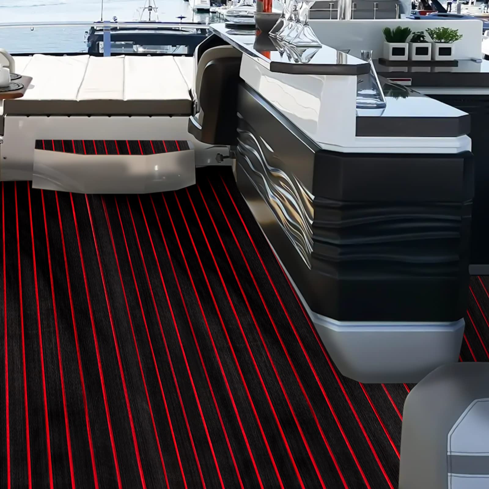 Tappetino antiscivolo Eva, 240 × 90 cm, per barca e barca, in schiuma, autoadesiva, antiscivolo, per barca a motore, camper, yacht kayak