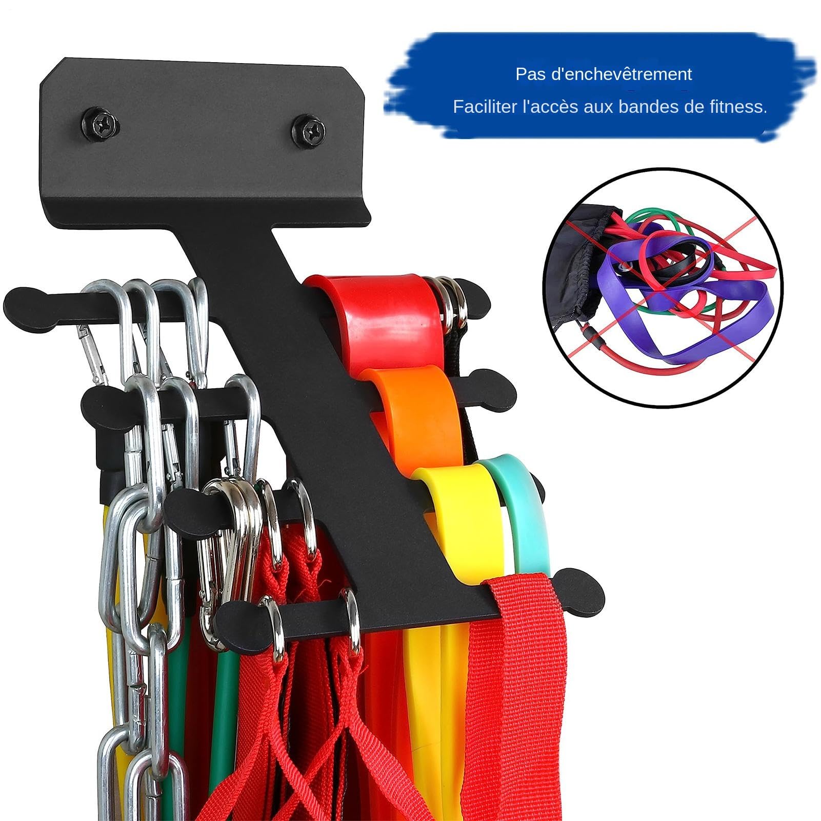 Pull Up Band Holder, Home Gym Accessory Rack, Aufbewahrungsorganizer, 7,99 x 5,98 Zoll, Fischbone-Design für Schaumstoffroller, Ketten und Gewichte, Wandhalterung, Werkzeugaufbewahrung
