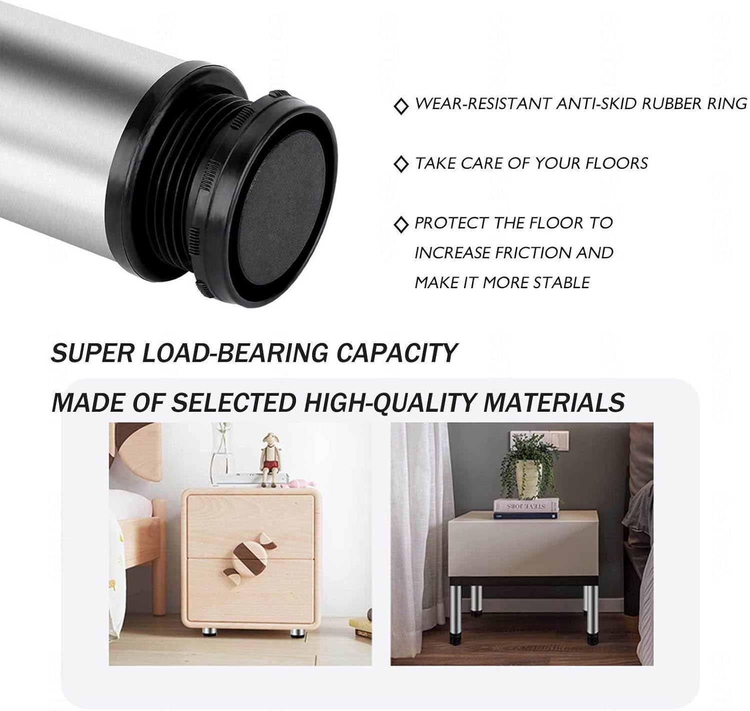 Bed Legs Adjustable 4 Pack Adjustable Table Feet Cabinet Feet Table Leg Round Furniture Legs for Cupboard Worktop Coffee Table,150mm(5.91in) ()