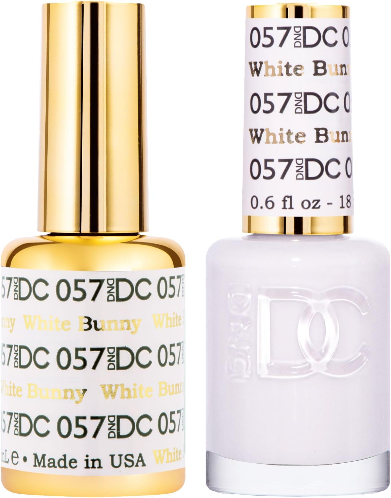 DAISY DND DC Gel Polish Set - 1 each of White Gel Polish and White Nail Polish, 057 White Bunny, 0.5 Fl Oz