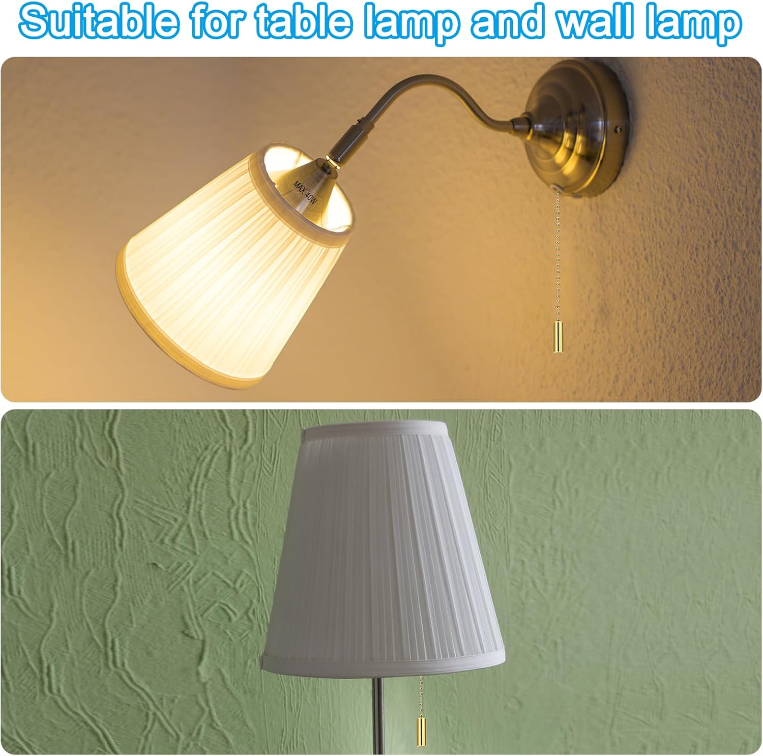 PATIKIL 1M 3.3ft Ceiling Fan Pull Chain, 2 Pcs Beaded Pulls Cord Extender Cylinder Pendant for Fan Light Chandelier Table Lamp Pulling Switch, Gold Tone image 5 of 6 B0D8GN1XQV