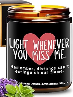 Long Distance Relationship Candle, Long Distance Relationship Gifts for Him, Thoughtful Gifts for Girlfriend or Boyfriend, Presents for Best Friend, Birthday, Christmas, Gift-Ready