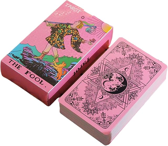 Jiawinng Tarot Cards Deck, Water Proof Cards,with Guidebook Divination Deck Fortune Telling Game Set for Family Reunion Witch Divination Tools for Christmas Birthday