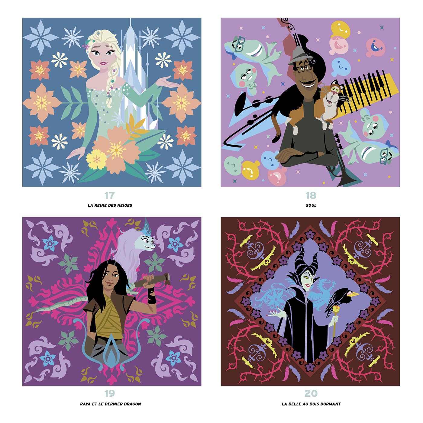 Grand carré mystères Disney - Mandalas: Coloriages mystères