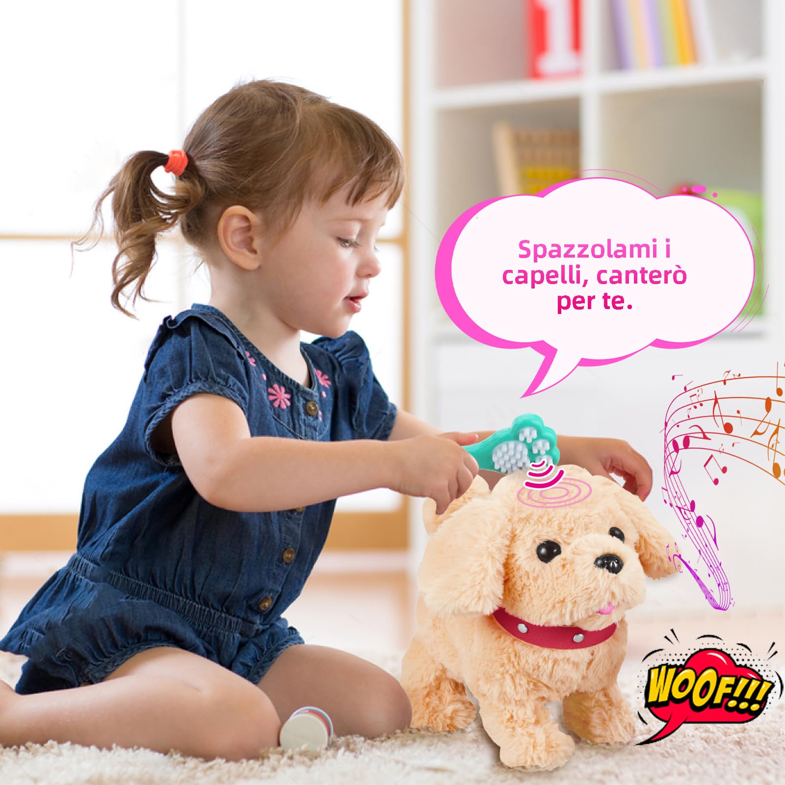 Koonie Cane Che Abbaia e Cammina, 11 PCS Giochi Cagnolino Interattivo per Bambini, Animali di Peluche Elettronici con Canta e Scodinzola, Regali di Giocattoli per Ragazze, Ragazzi di 2 3 4 5 Anni