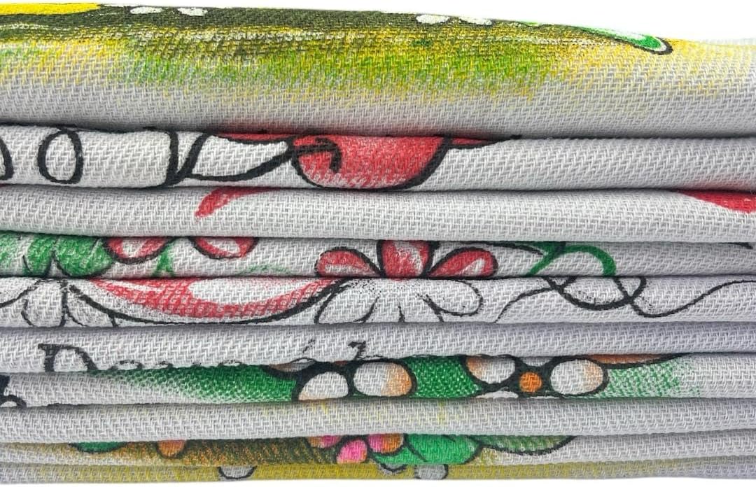 Kit 10 Panos Prato Algodão 45x75cm Econômico Durável Estampado Multiuso Limpeza Cozinha