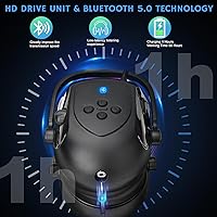 Vista 2 de BJKing Orejeras para casco duro con Bluetooth, NRR 28dB, orejeras ajustables montadas en la tapa, orejeras acoplables para casco