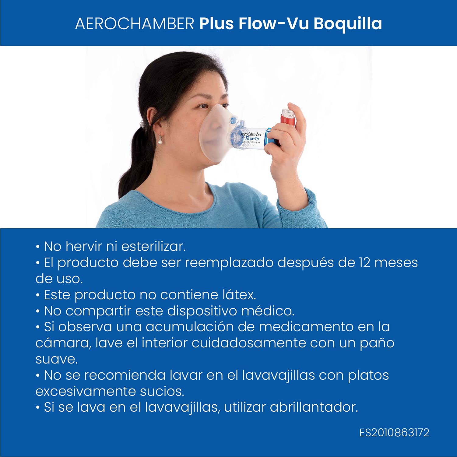AeroChamber Sandoz Bienestar, Máscara Médica Aerochamber, Blanco, 100 G