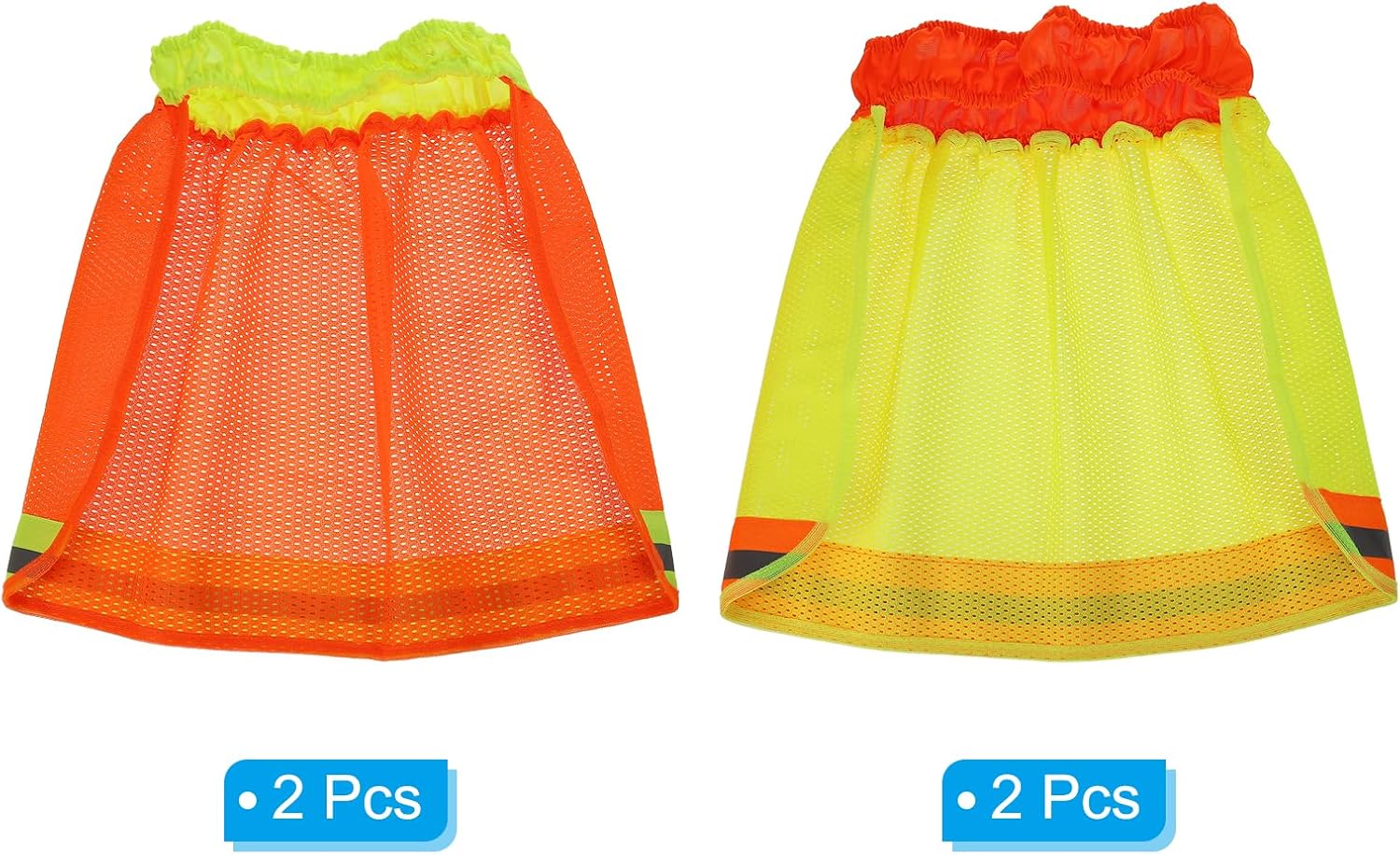 PATIKIL Hard Hat Sun Neck Shield, 4 Pack High Visibility Sun Shade Hard Hat Cooling Mesh Elastic Helmet Brim for Construction Outdoor Work, Orange Yellow