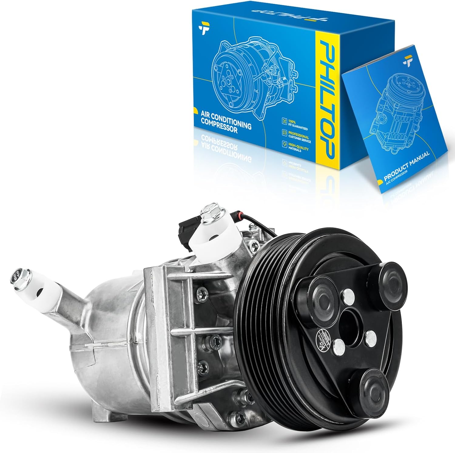 PHILTOP 58890 Air Conditioning AC Compressor for Nissan Versa 2010-2012 1.8L, Cube 2009-2013, Versa 2011 1.6L, A/C Compressor with Clutch