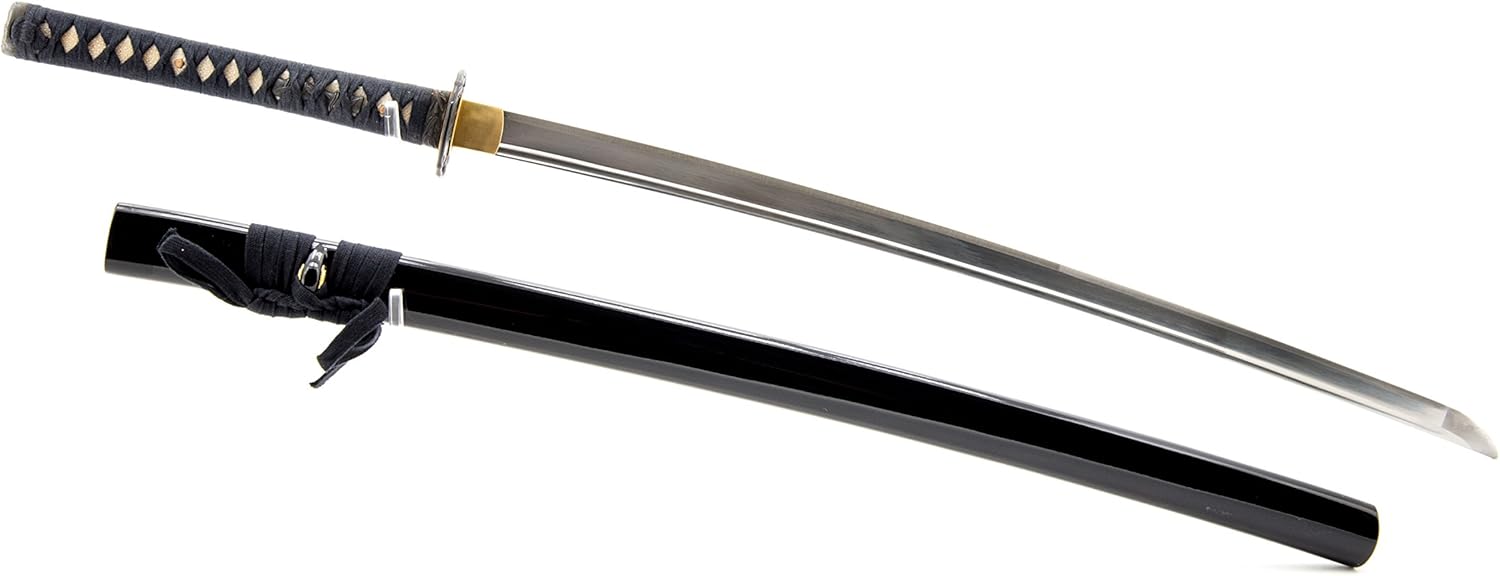 Handmade Sword - Stainless Steel Unsharpened Iaido Training Katana/Wakizashi Sword, Handmade, Full Tang, Black Scabbard