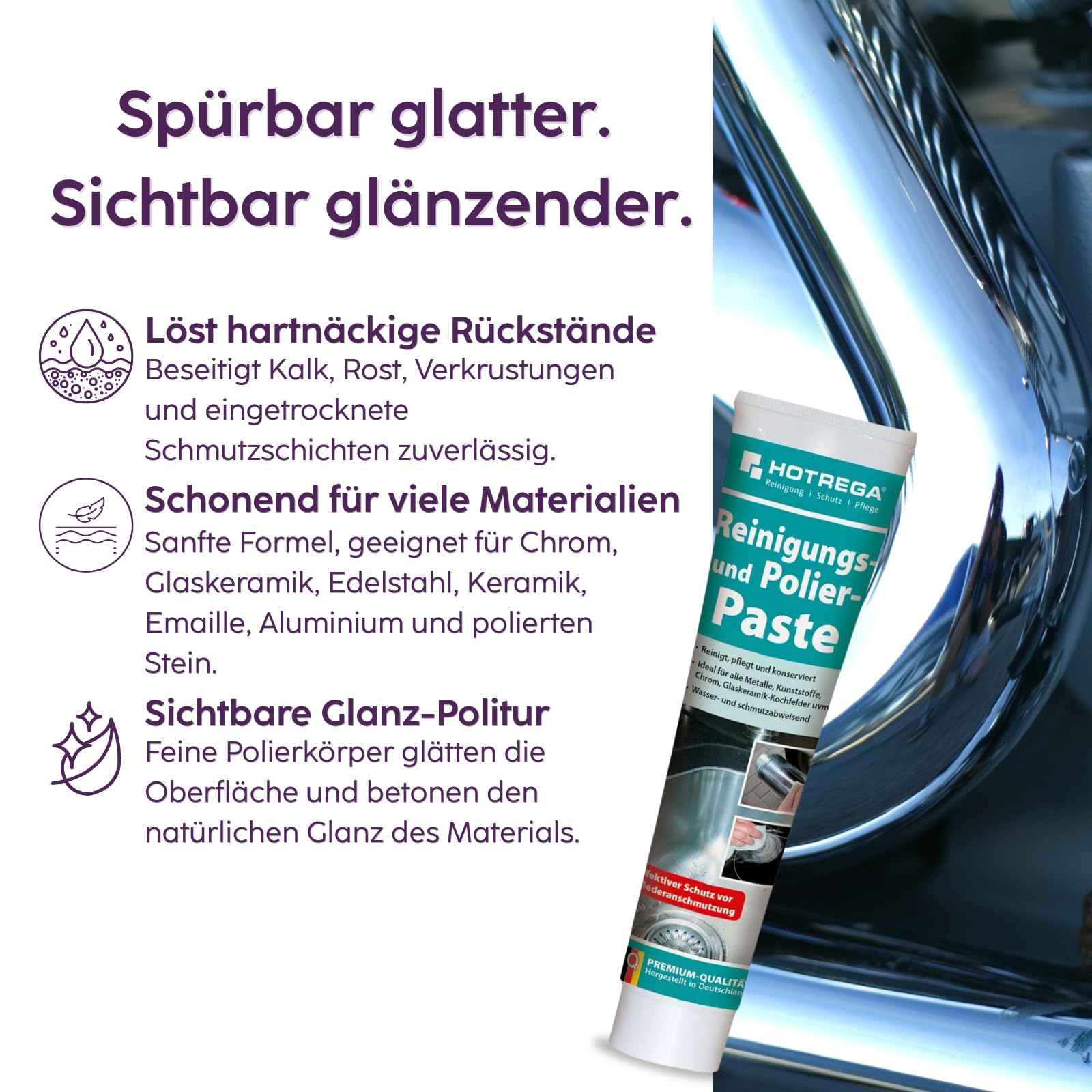 Hotrega 800000140 Cera Soft Pâte de nettoyage et de polissage pour plaques vitrocéramiques, chrome, acier inoxydable, marbre, céramique, plastique, émail, métal, 125 ml