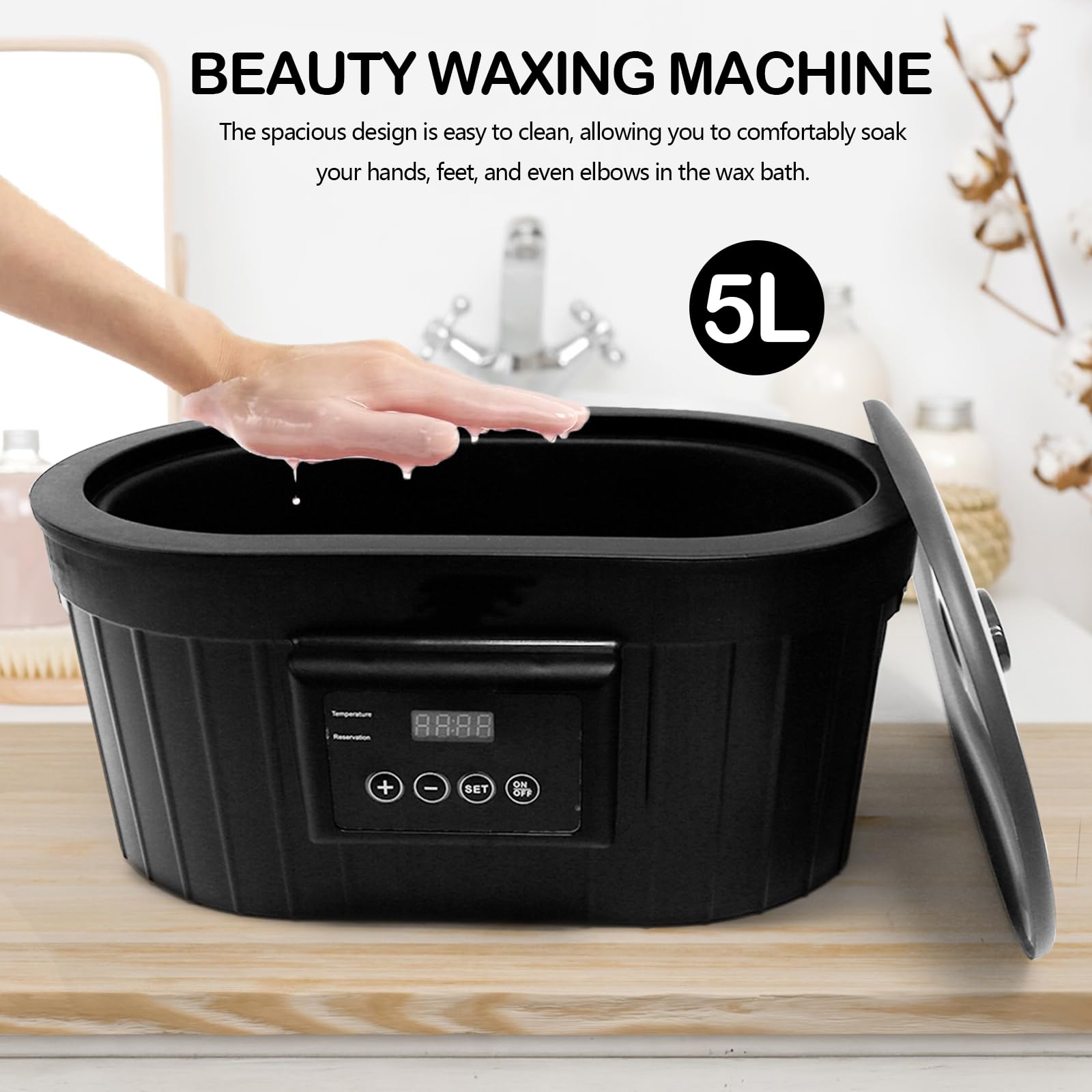Paraffinbad für Hände und Füße Set, 5L Paraffin Wachsbad Maschine Paraffinbäder Wachsbad für Hände und Füße mit Zubehör Präzisions-Temperatur Wachserwärmer für Hände und Füße(EU)