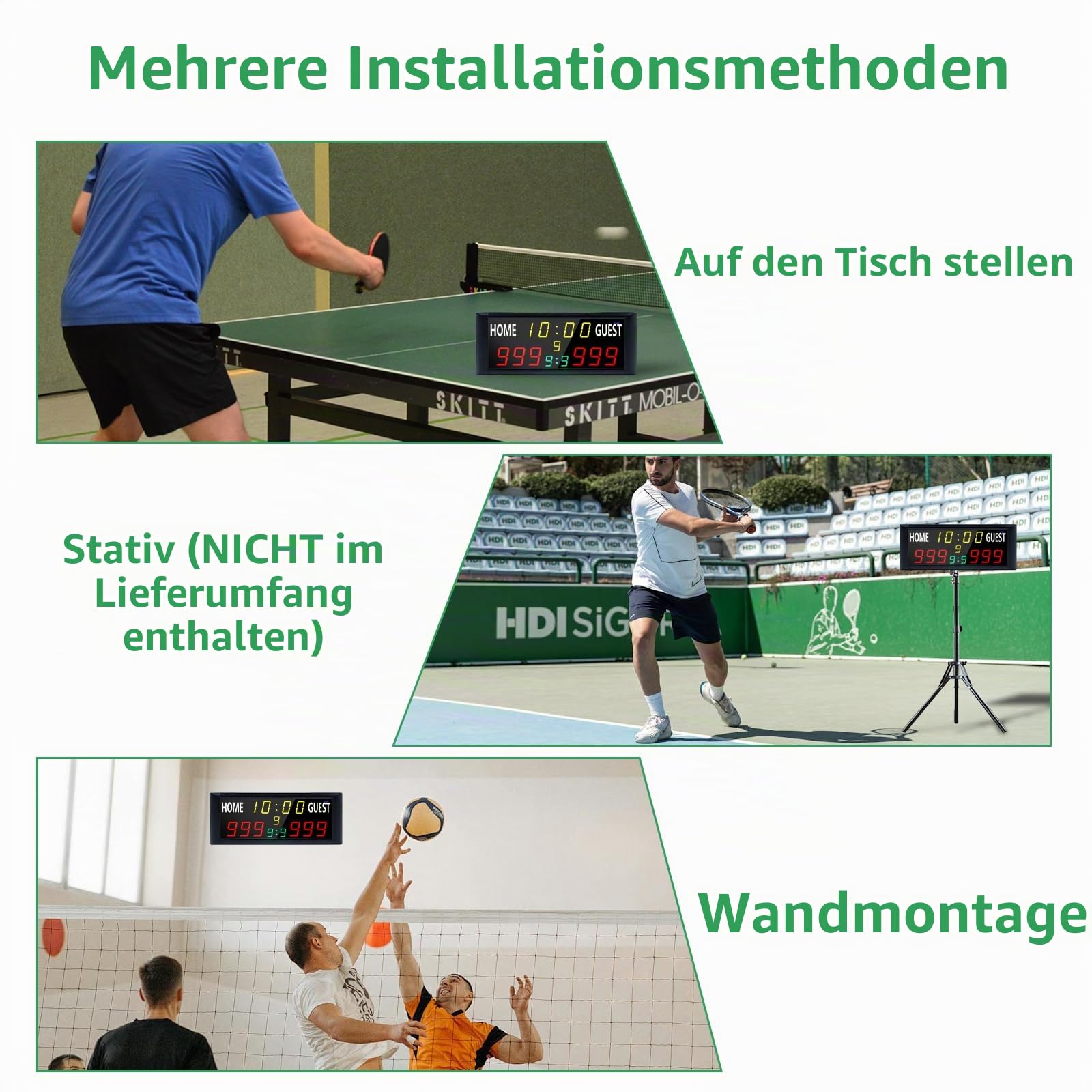 YZ 16-Zoll-Großanzeigetafel mit Fernbedienung, helle LED-Anzeigetafel für Spiele im Freien, Digitale Anzeigetafel mit Timer-Uhr, tragbarer Punktezähler für Fußball/Basketball/Cornhole/Volleyball