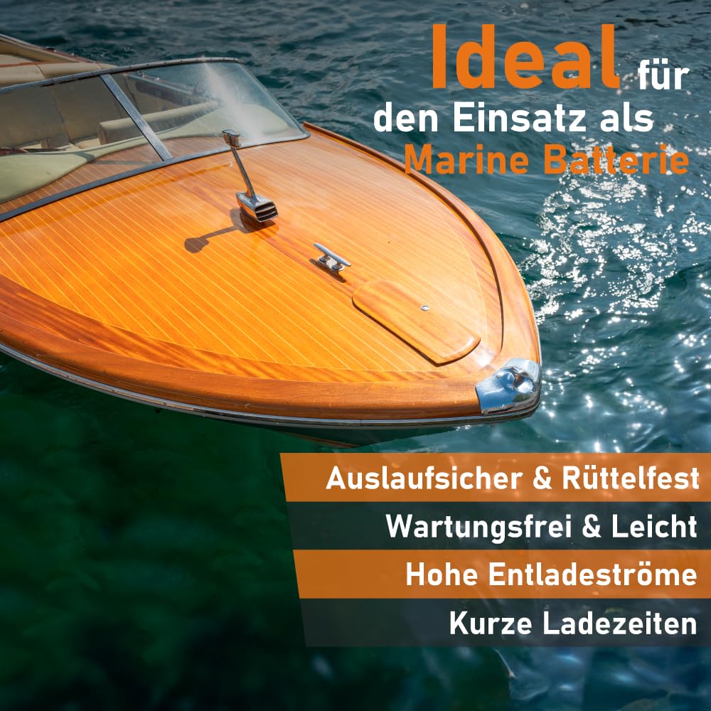 EXAKT LiFePO4 100Ah Marine Batterie 12V Bootsbatterie Boot Lithium Boarder