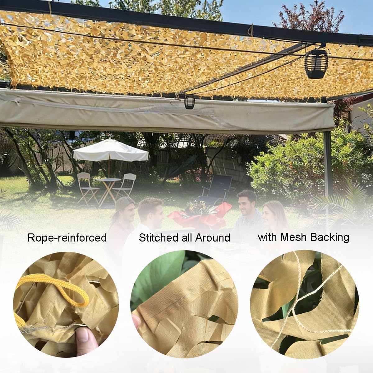 Tarnnetz Bundeswehr Sand Sonnenschutz Netz 3x8 2x6m 4x4m 4x15m 5x20m 6x25m 15x30m, Camouflage Net Terrasse Dekoration Tarnung Netz, Tarnnetz für Jagd Camping Sichtschutz Garten