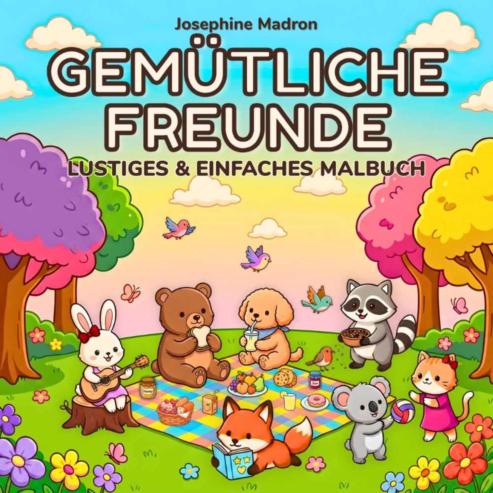 Gemütliche Freunde: Malbuch für Erwachsene und Jugendliche mit einfachen und leicht nachzumalten Motiven: kleine Tierfreunde, lustige Alltagsabenteuer ... Szenen für Ruhe, Kreativität und Entspannung