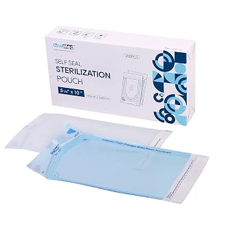 200 Pouches Dental Self-Sealing Sterilization Pouches 5.25x10 inch 200/Box 1 Box