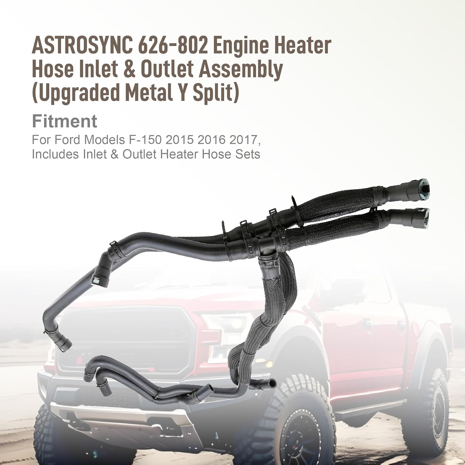 ASTROSYNC Engine Heater Hose Inlet & Outlet Assembly Fit for Ford F-150 2015 2016 2017, Heated Hose Replace 626-802