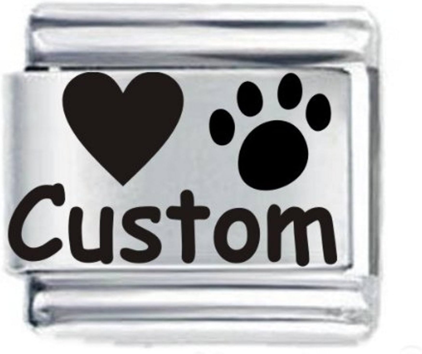 JSC JewelleryPersonalised Custom Made Heart and Paw Italian Charm - fits all 9mm Italian Style Charm Bracelets
