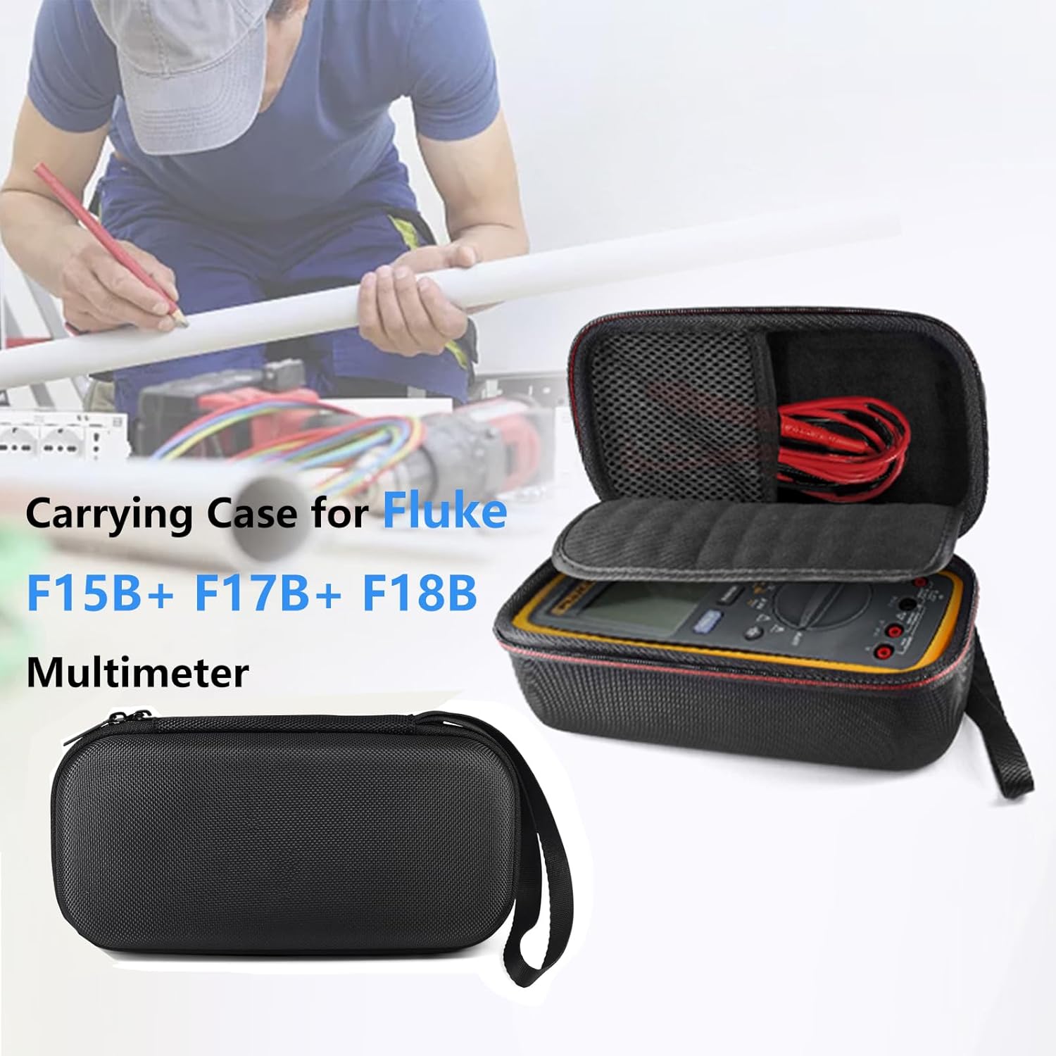 Carrying Case for Fluke F15B+/F17B+/F18B Multimeter Protective Storage Case Bag (Black,1pcs)