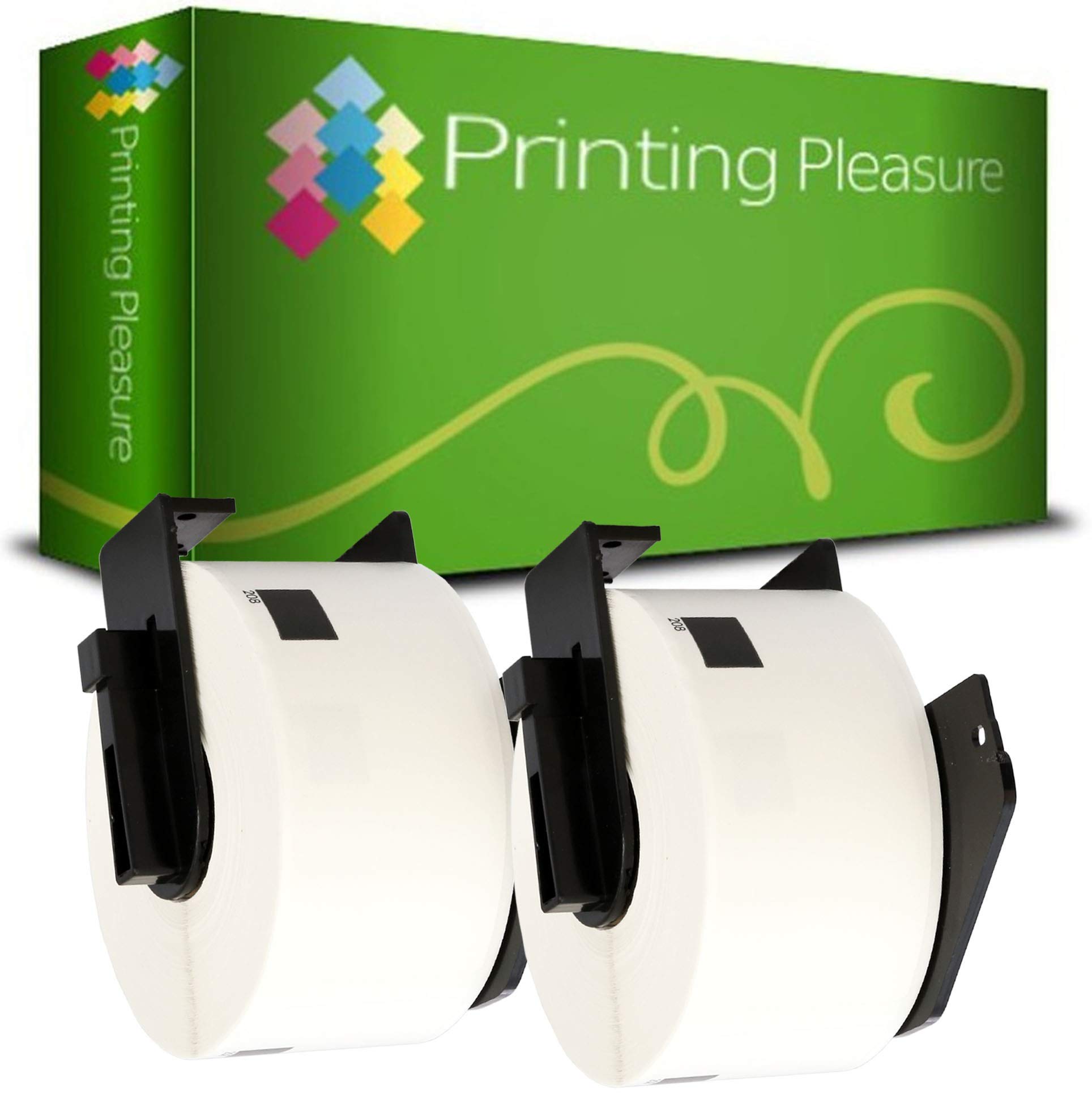 Printing Pleasure 2 x DK11208 Address Labels Compatible with P-Touch QL-500 QL-570 QL-700 QL-720 QL-800 QL-810 QL-820 QL-1100 QL-1110 | 38mm x 90mm | 400 Labels per Roll | Thermal Paper Roll — image 1