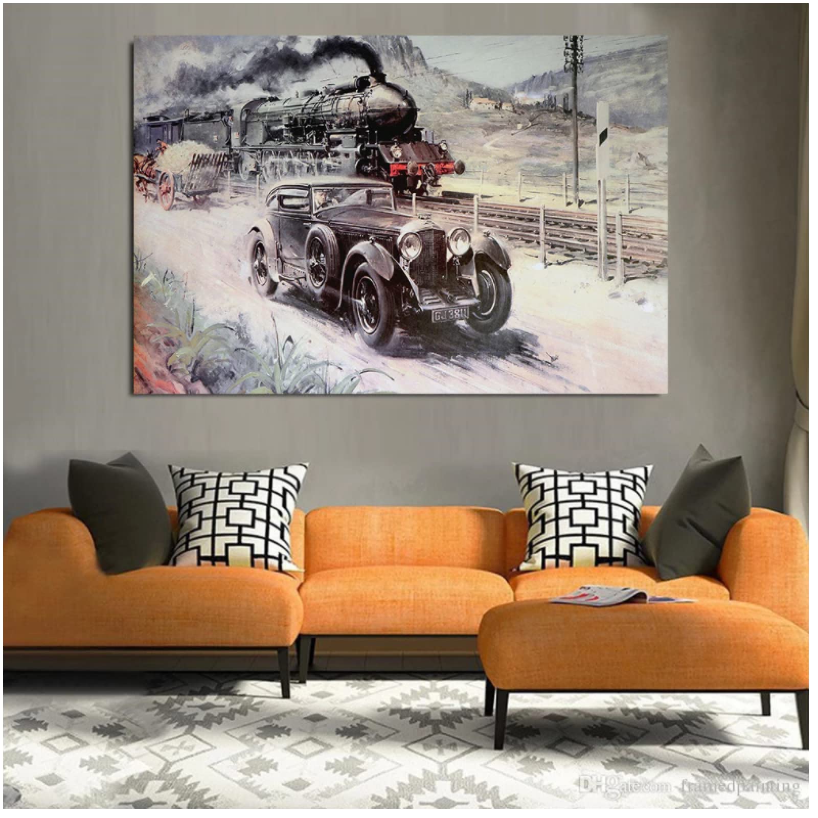 Amazon｜BINGJIACAI レトロなポスターロンドン産業革命車両列車車