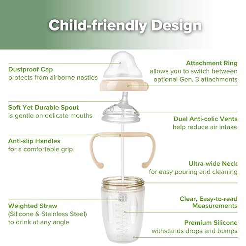 Miniatura 4 de haakaa Vaso con popote con peso para niños de 6 meses en adelante, taza de silicona con popote para bebé, taza de entrenamiento con cepillo