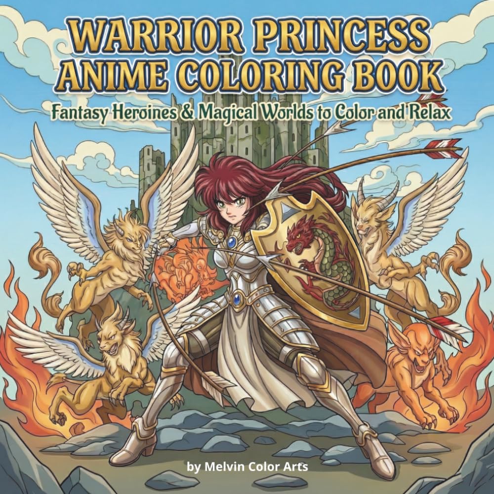 Warrior Princess Anime Coloring Book: Fantasy Heroines & Magical Worlds to Color and Relax (Anime Princess)