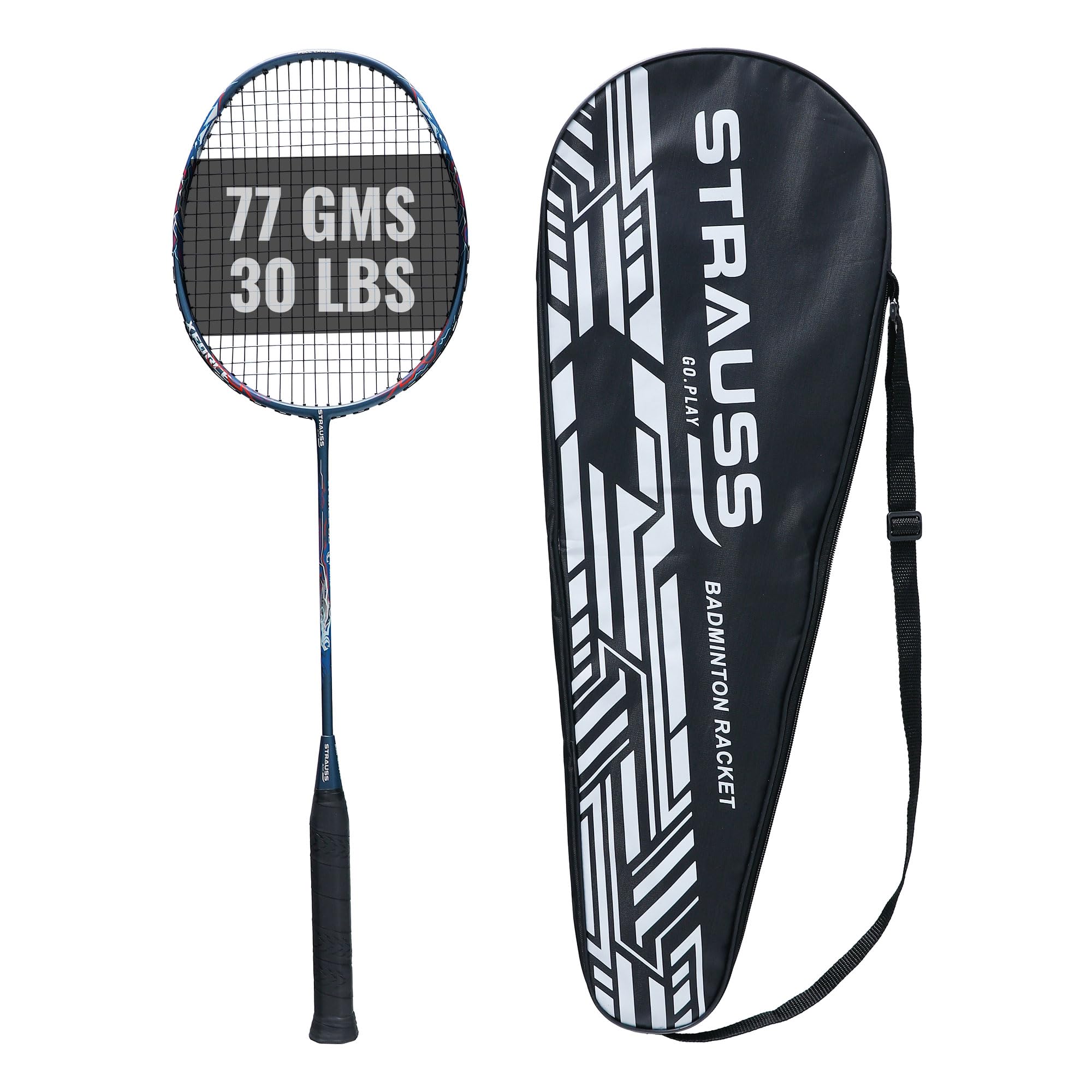 STRAUSS Carbon Graphite Badminton Racket for Men, Adult, Kids | Badminton Bag | Shuttle Racket with Nylon Strings | Lightweight Badminton Racquet with Grip Handle | String Tension - 28lbs | Pack of 1-image-9