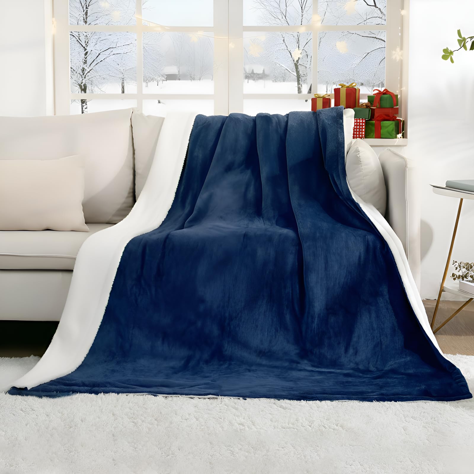 CURECURE Electric Blanket Flannel Soft with 4 Heat Levels and 6 Hours Auto Off, 130 x 180 cm, for Home Office, Fast Heating Blanket, Removable Switch, Washable, Blue OEKO-TEX STANDARD 100