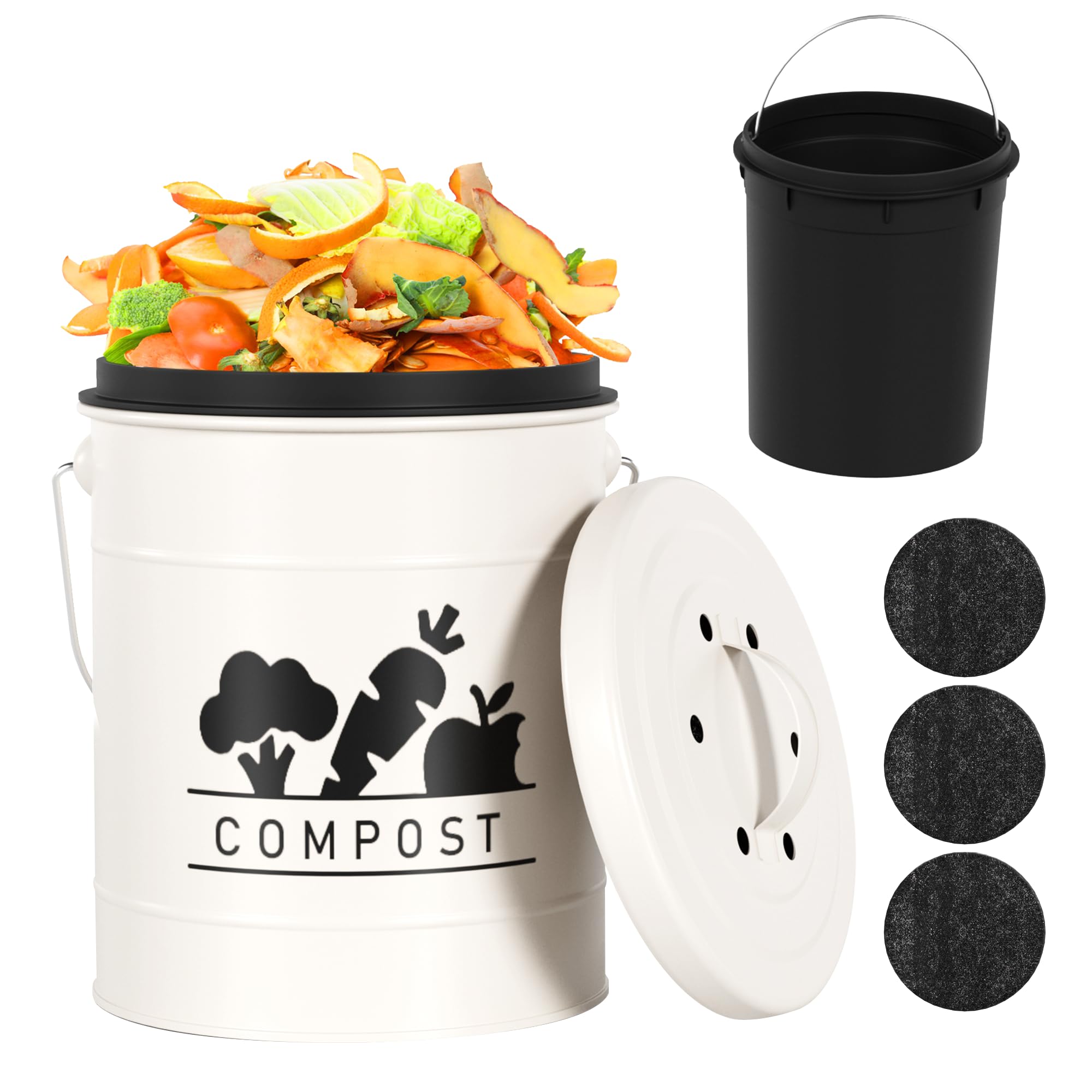 Buy Compost Bin Kitchen, Kitchen Compost Bin Countertop, 1.75 Gallon