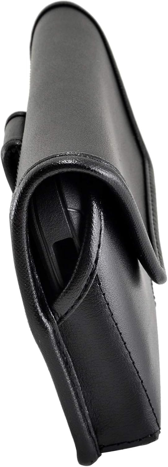 Creative Product Turtleback Holster Designed for Galaxy S10 Fits w/OB Defender or Bulky Cases, Black Leather Belt Case Pouch with Executive Belt Clip, Horizontal Made in USA