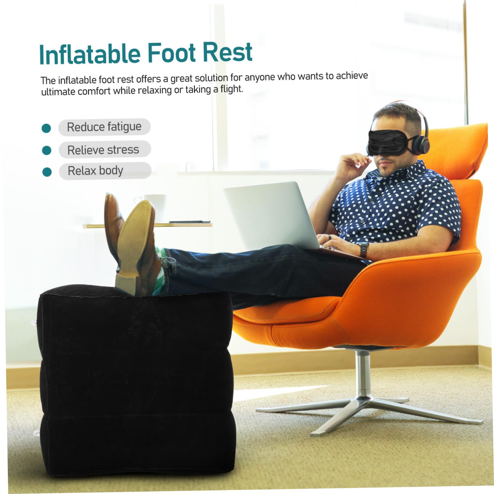 Toyvian Reposapiés Inflable Portátil Para Piernas Ajustable Almohada De Viaje Reposapiés Para Coche y