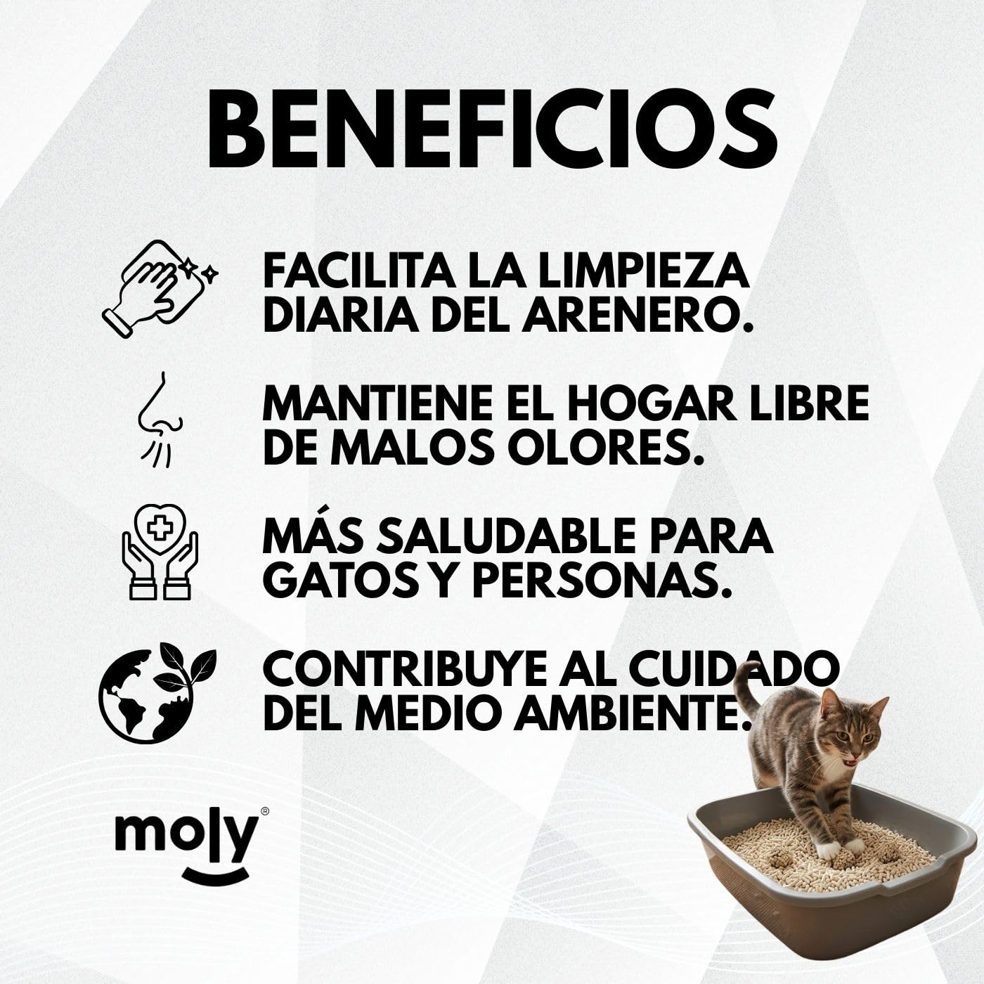 MOLY X6 Sabbia ecologica per gatti Tofu naturale 16,8 kg 22,2 l | Sabbia vegetale Biodegradabile maiz e bambù | Agglomerante ad alto assorbimento | Senza polvere | Lecho Minerale Compostabile