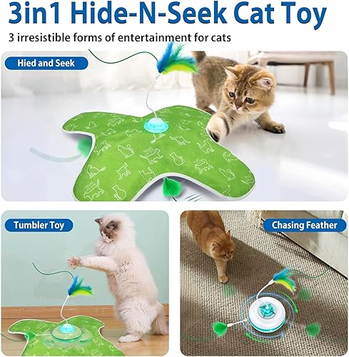 Miniatura 4 de Juguetes interactivos para gatos recargables, juguete para esconderse y buscar con activación táctil, pluma oculta en movimiento, diseño de juguete