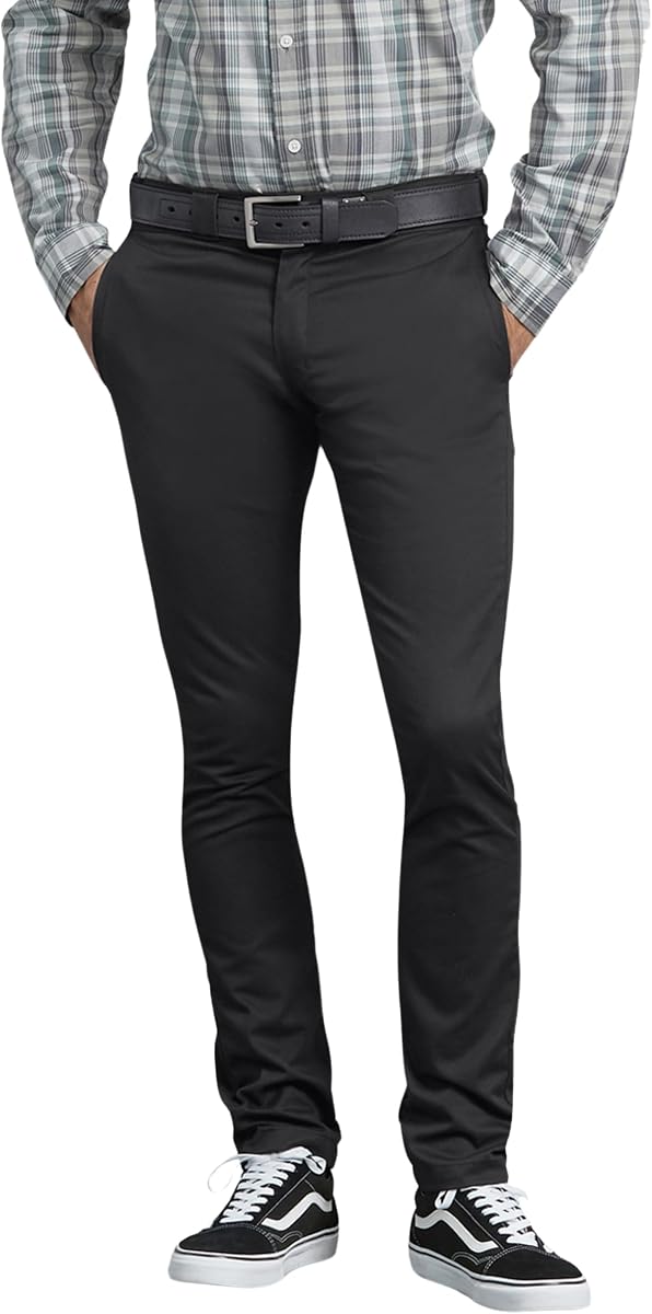 Men's Skinny Fit Straight Leg Pants – Slim Stretch Work Trousers for Office, Retail & Casual Wear